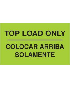 3" x 5" - " Colocar  Arriba  Solamente"( Fluorescent  Green)  Bilingual  Labels