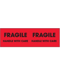 3" x 10" - " Fragile -  Handle  With  Care"( Fluorescent  Red)  Labels