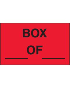 3" x 5" - " Box ___ of ___" ( Fluorescent  Red)  Labels