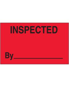 3" x 5" - " Inspected  By" ( Fluorescent  Red)  Labels