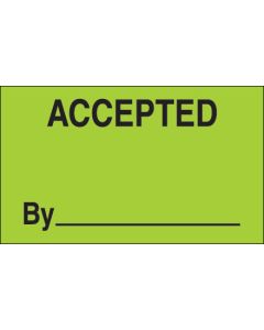 3" x 5" - " Accepted  By" ( Fluorescent  Green)  Labels