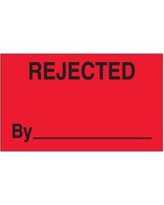 3" x 5" - " Rejected  By" ( Fluorescent  Red)  Labels