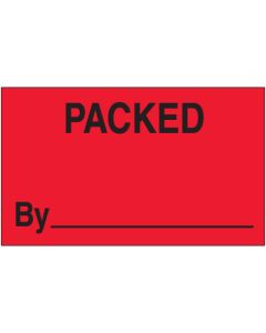 3" x 5" - " Packed  By" ( Fluorescent  Red)  Labels