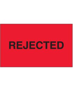3" x 5" - " Rejected" ( Fluorescent  Red)  Labels