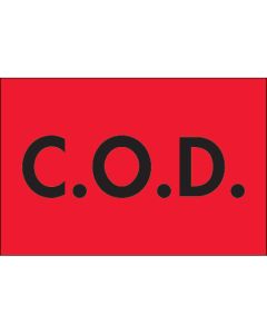 2" x 3" - "C.O.D." ( Fluorescent  Red)  Labels