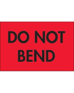 2" x 3" - " Do  Not  Bend" ( Fluorescent  Red)  Labels