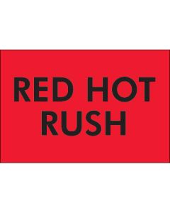 2" x 3" - " Red  Hot  Rush" ( Fluorescent  Red)  Labels