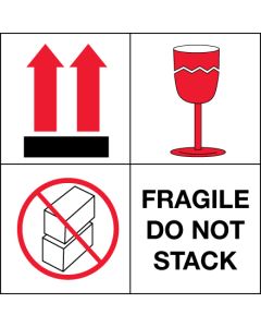 4" x 4" - " Fragile -  Do  Not  Stack"  Labels