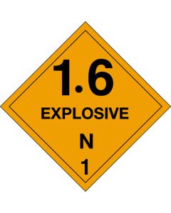 4" x 4" - "1.6 -  Explosive - N 1"  Labels