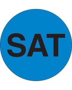 1"  Circle - "SAT" ( Blue) Days of the  Week  Labels