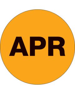 1"  Circle - "APR" ( Fluorescent  Orange) Months of the  Year  Labels