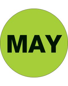 1"  Circle - "MAY" ( Fluorescent  Green) Months of the  Year  Labels