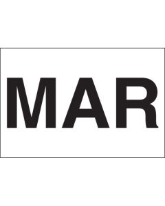 2" x 3" - "MAR" ( White) Months of the  Year  Labels