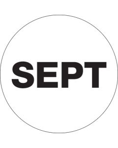 2"  Circle - "SEPT" ( White) Months of the  Year  Labels