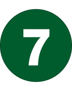 1"  Circle - "7" ( Dark  Green) Number  Labels
