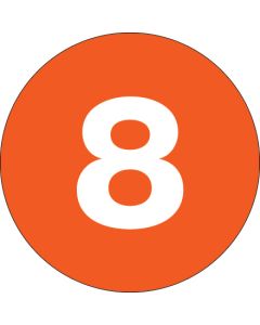 1"  Circle - "8" ( Orange) Number  Labels