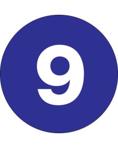 1"  Circle - "9" ( Dark  Blue) Number  Labels