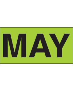 3" x 6" - "MAY" ( Fluorescent  Green) Months of the  Year  Labels