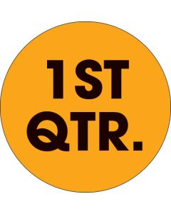 2"  Circle - "1ST QTR." ( Fluorescent  Orange) Quarter  Labels