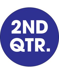 2"  Circle - "2ND QTR." ( Dark  Blue) Quarter  Labels