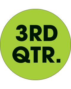 2"  Circle - "3RD QTR." ( Fluorescent  Green) Quarter  Labels