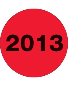 3"  Circle - "2013" Fluorescent  Red  Labels