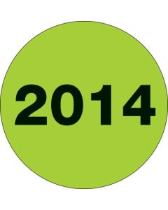 3"  Circle - "2014" ( Fluorescent  Green) Year  Labels