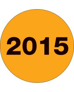 3"  Circle - "2015" ( Fluorescent  Orange) Year  Labels