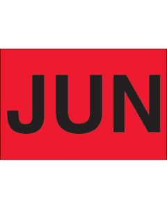 2" x 3" - "JUN" ( Fluorescent  Red) Months of the  Year  Labels