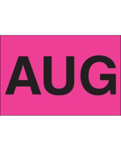 2" x 3" - "AUG" ( Fluorescent  Pink) Months of the  Year  Labels