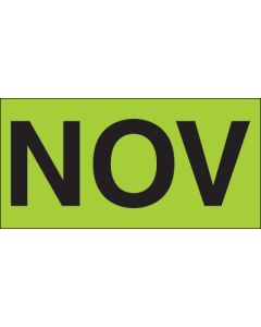 3" x 6" - "NOV" ( Fluorescent  Green) Months of the  Year  Labels