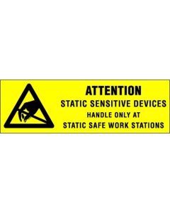 5/8" x 2" - " Attention -  Static  Sensitive  Devices"  Labels