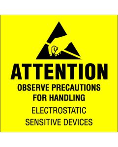 4" x 4" - " Attention -  Observe  Precautions"  Labels