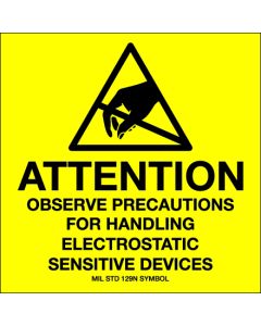 4" x 4" - " Attention -  Observe  Precautions"  Labels