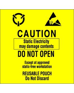 3" x 3" - " Contents  Subject to  Static  Damage"  Labels