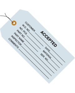 4 3/4" x 2 3/8" - " Accepted ( Blue)" Inspection  Tags -  Pre- Wired