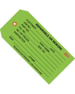 4 3/4" x 2 3/8" - " Repairable or  Rework" Inspection  Tags