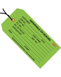 4 3/4" x 2 3/8" - " Repairable or  Rework" Inspection  Tags -  Pre- Strung