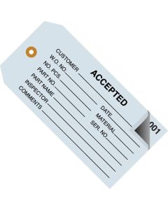 4 3/4" x 2 3/8" - " Accepted" Inspection  Tags 2  Part -  Numbered 000 - 499