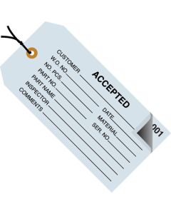 4 3/4" x 2 3/8" - " Accepted" Inspection  Tags 2  Part -  Numbered 000 - 499 -  Pre- Strung