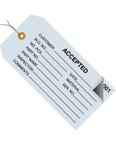 4 3/4" x 2 3/8" - " Accepted" Inspection  Tags 2  Part -  Numbered 000 - 499 -  Pre- Wired