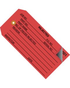 4 3/4" x 2 3/8" - " Rejected" Inspection  Tags 2  Part -  Numbered 000 - 499