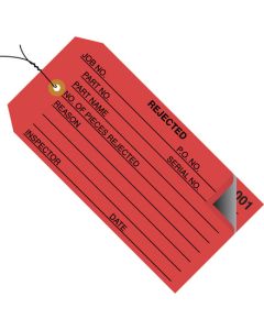 4 3/4" x 2 3/8" - " Rejected" Inspection  Tags 2  Part -  Numbered 000 - 499 -  Pre- Wired