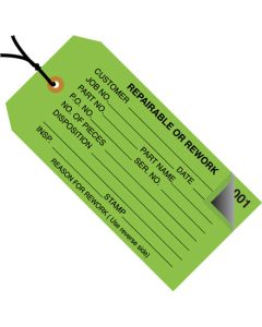 4 3/4" x 2 3/8" - " Repairable or  Rework" Inspection  Tags 2  Part -  Numbered 000 - 499 - Pre- Strung