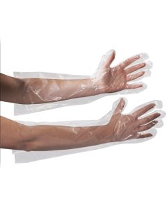 Clear  Poly  Gloves 18"  Elbow  Length