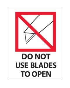 3" x 4" - " Do  Not  Use  Blades to  Open"  Labels
