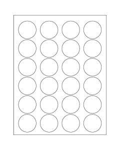 1 5/8"  Glossy  White Circle  Laser  Labels