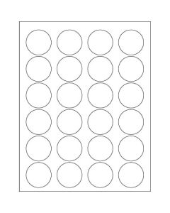 1.625"  White Circle  Laser  Labels