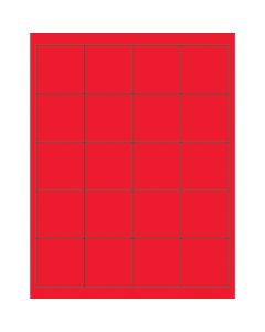 2" x 2" Fluorescent   Red Rectangle  Laser  Labels