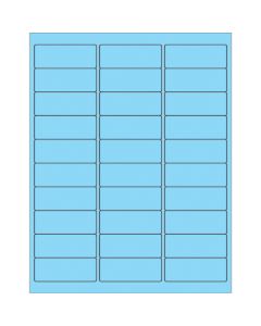 2 5/8" x 1"  Fluorescent  Pastel  Blue Rectangle  Laser  Labels